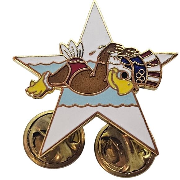 1984 Las Angeles Olympic Game Pin Eagle Swimming - Picture 1 of 2